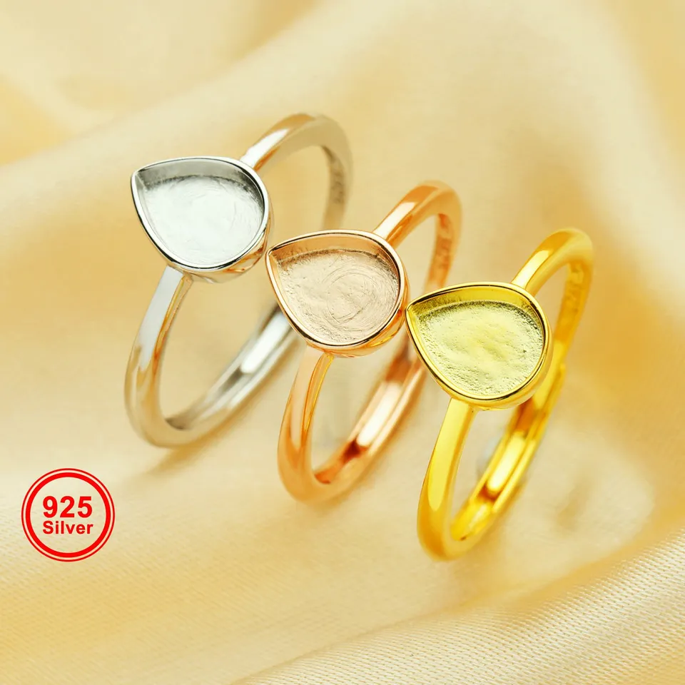 6x8mm pamiatkovo pamiatkové mlieko živice PEAR RING RING RIEM OBSAH, SILSKÉ ZADNUTIE 925 STERLING STRIEBNÝ RING, STARBAJNÝ VYSOKÝ BREBOVÝ PRINCET 1294671