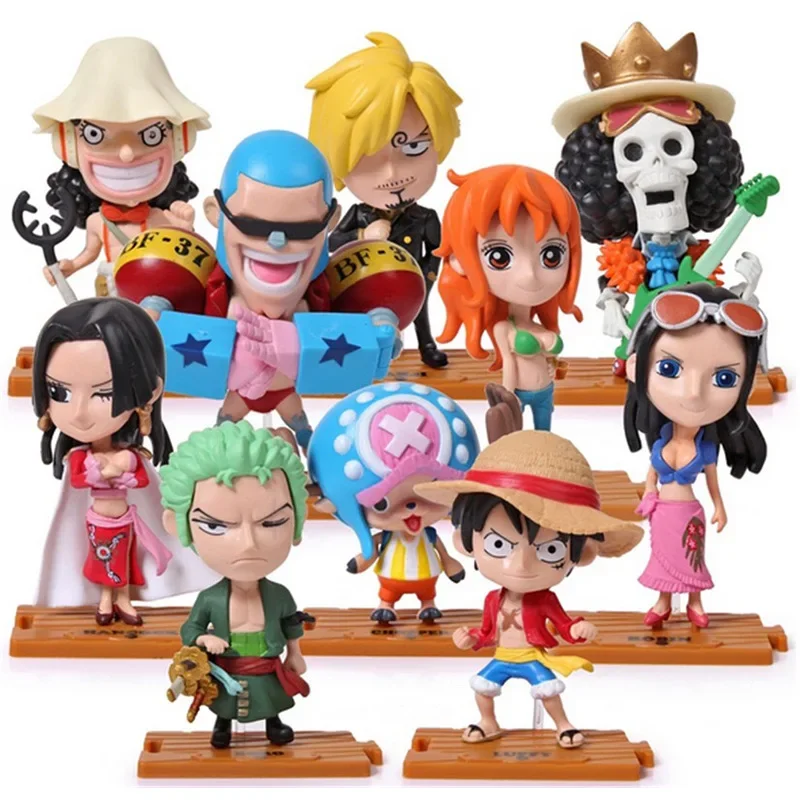 7-11 cm anime postava One Piece Monkey D Luffyroronoa Zoro Kawaii Hračky Q Figurálne nendoroidné dekorácie automobilu PVC Model Darček