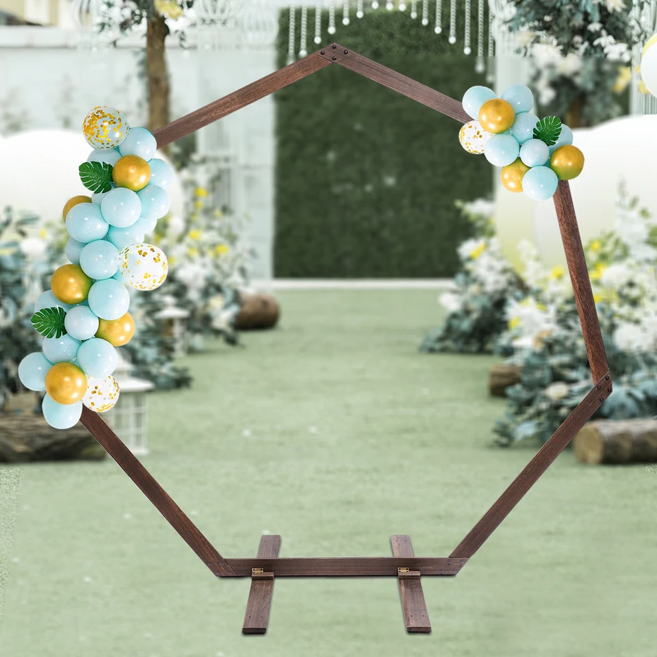7,2 stôp dreveného svadobného oblúka Prírodné geometrické dekoratívne pozadie Outdoor Party Udalosti DLY rám