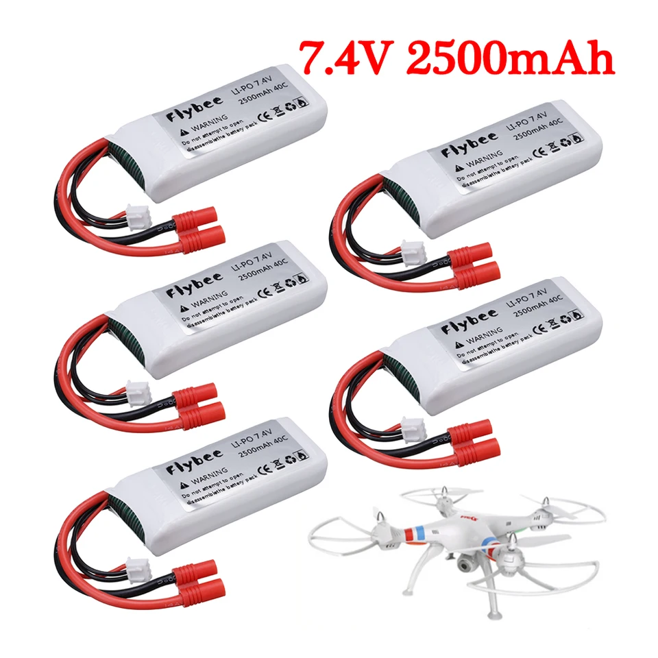 7,4 V 2500 mAh lipo batéria pre Syma X8C X8W X8G RC RC Drone Sure Parts Banana Plug 2S 7,4V 853480 BATTERS PRE RC Hračky 1-5ks