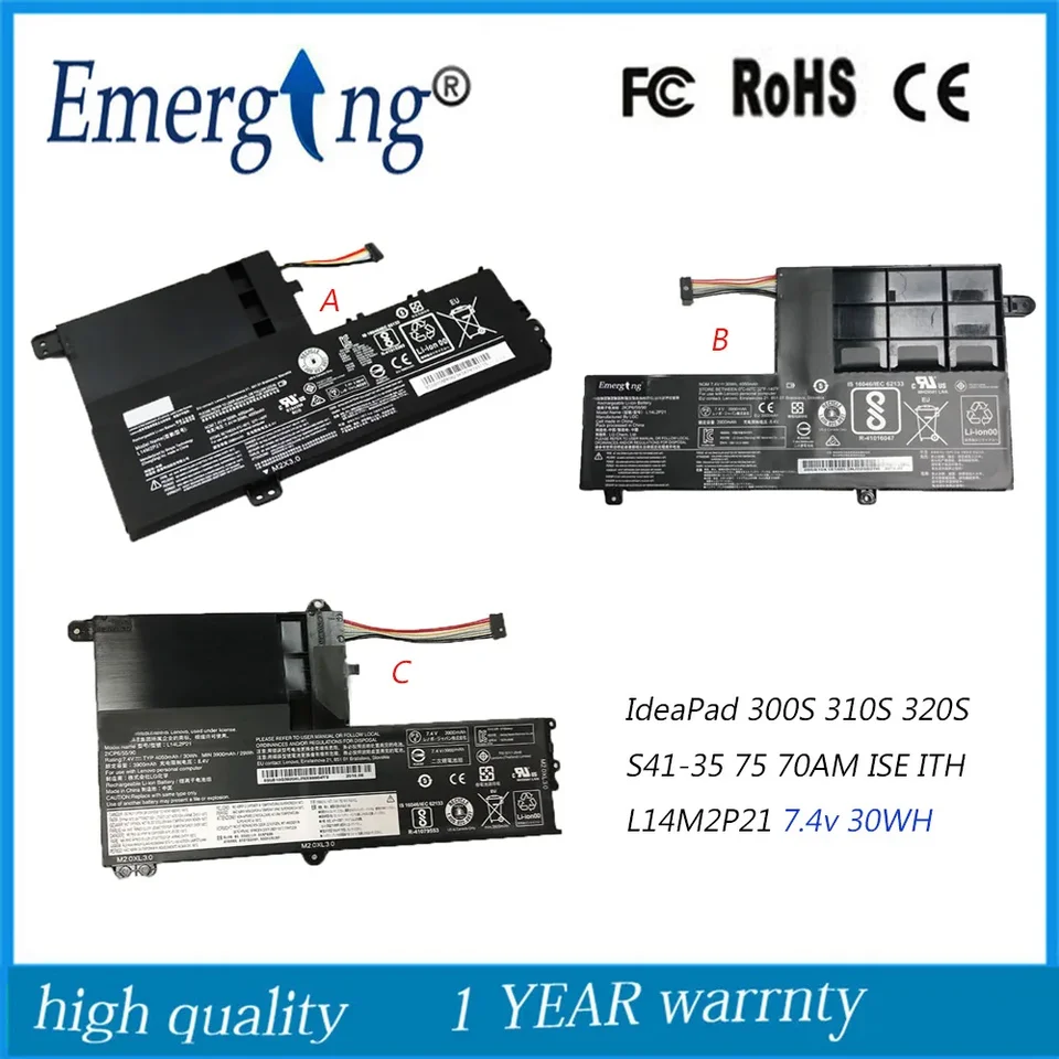 7,4 V 30WH Nová nová batéria pre laptop pre Lenovo IdeaPad 300S 310S 320S S41-35 75 70 hod. ISE ITH L14M2P21 YOGA 500 500-14IBD