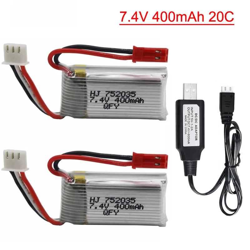 7,4 V 400 mAh 20c 2S LiP batérie s JST zástrčkou s nabíjačkou pre RC lietadlo Quadcopter Drone Hračky hračiek pre hračky