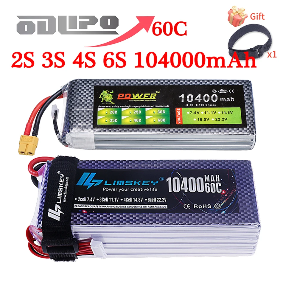 7,4V 11,1V 14,8V 22,2V 10400 mAh lipo Batterry pre RC Quadrotor Drones Racing Car Weets diels 2s 3s 4s 6s Nabíjateľná batéria