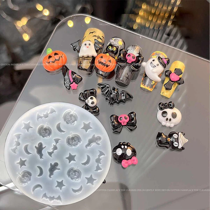 7*7cm Halloween Silikone Fold Clear 3D na nechty Stencils UV Gél poľský manikúra formuje remeselné šperky Dekra