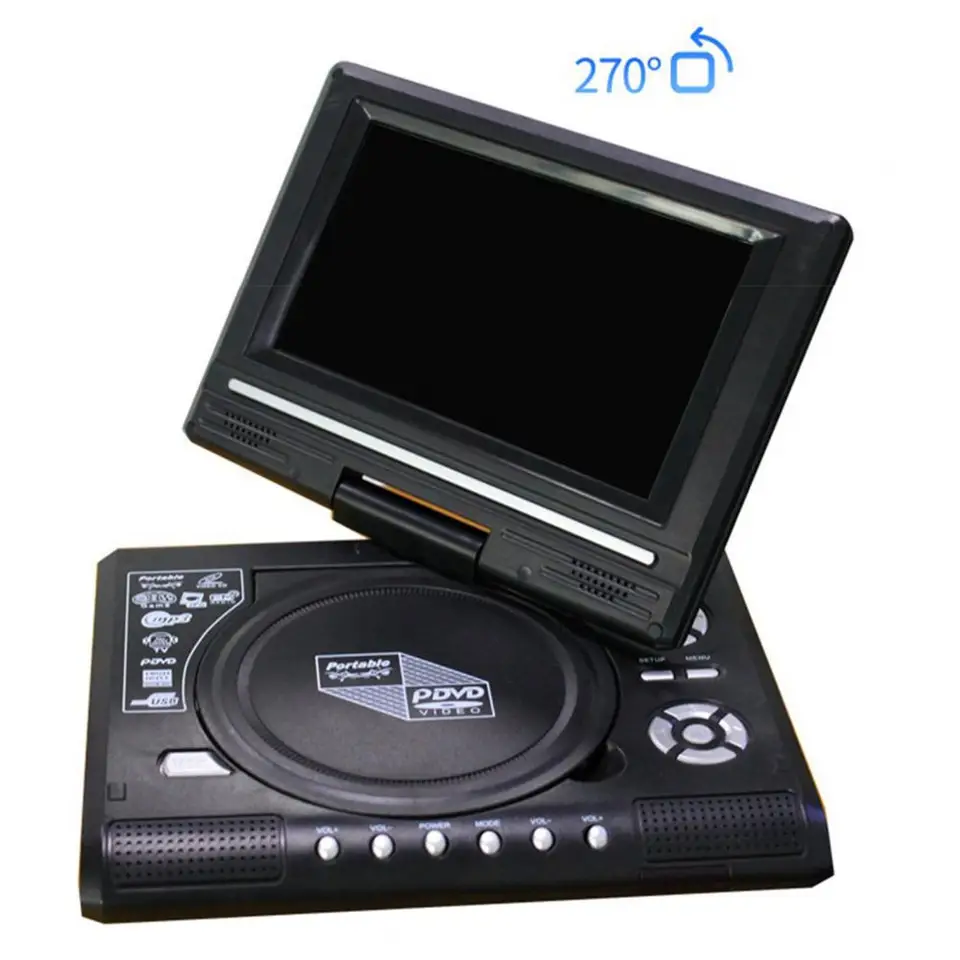 7 8 palcov DVD Vysoko zrozumiteľná nabíjateľná USB port USB port 180 stupňov rotácie LCD širokouhlý prenosné video EVD pre dom