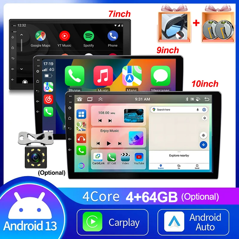 7/9/10 palca Universal Android 13 Car Radio 64G Autoradio Android 2 DIN Car Radio GPS BT Central Multimedia Smart Car Systems