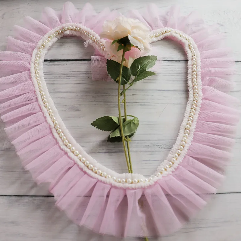 7 cm rozšírená ružová korálková stuha hranička Preated Lace pre domácich majstrov pre detské odevy golierová sukňa sukňa výbava šijacích dekorácií príslušenstva