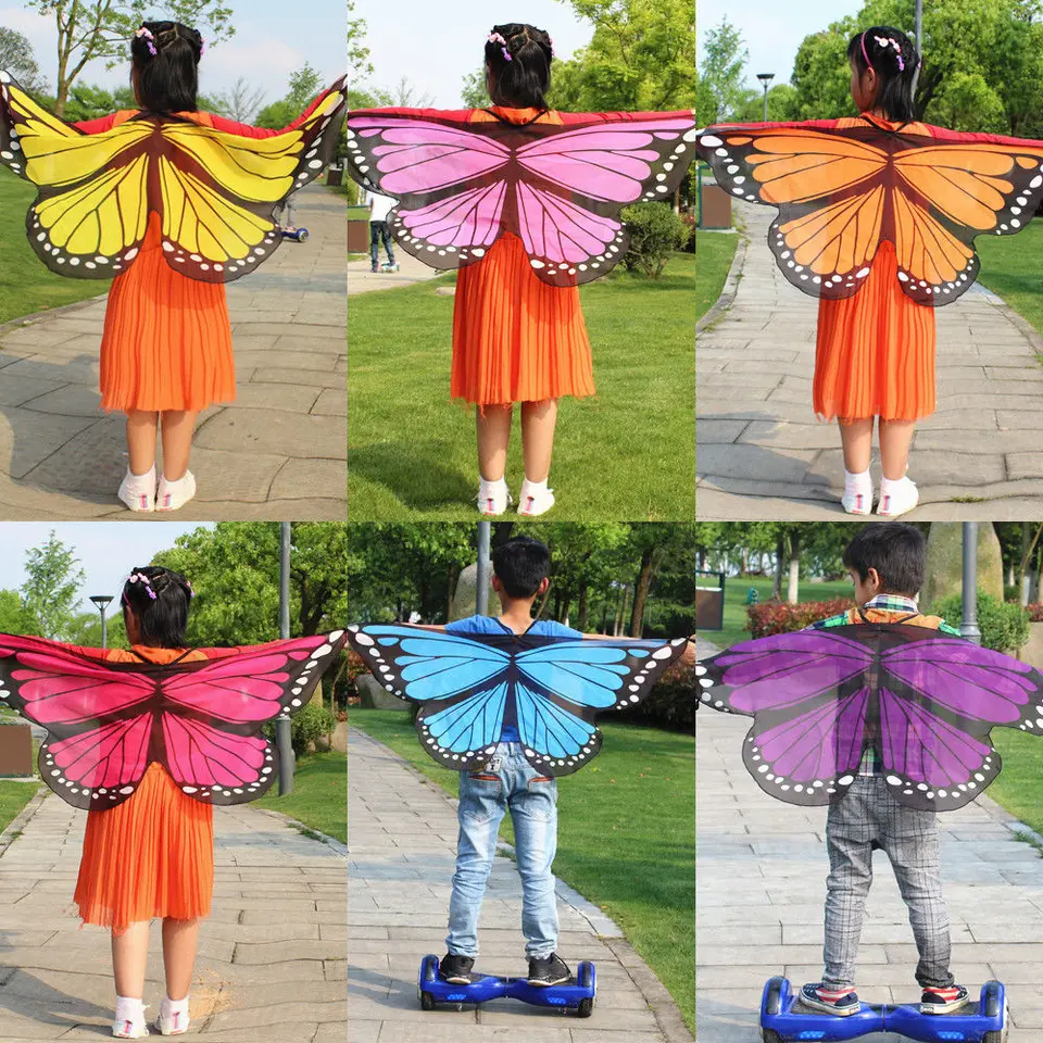 7 farieb kreatívne deti dievčatá chlapci rozprávkové krídla Butterfly Fancy Dress Up kostýmy Party predstierajte hrajte módne motýľové krídla