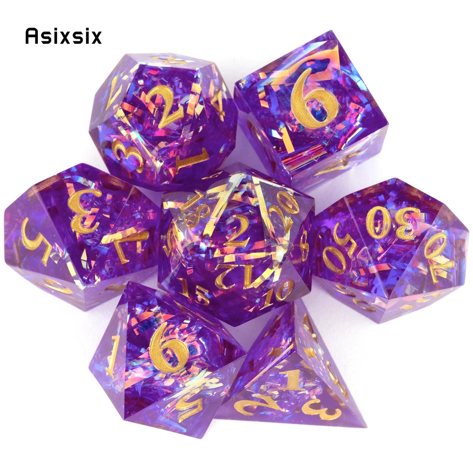 7 ks Purple živice Zlaté číslo ostré hrana kocky Polyhedrálne kocky vhodné na stolovú hru RPG RPG