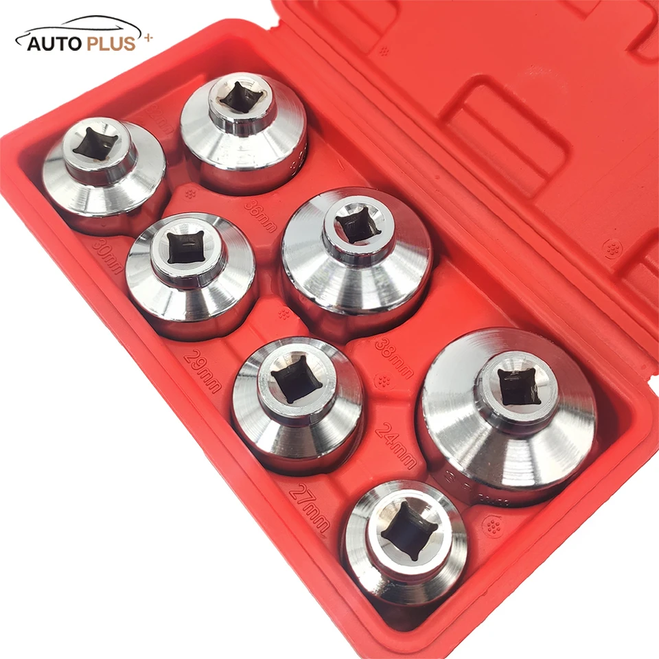 7 kusov 3/8 '' 'olejový filtračný čiapka Krehový súprava sada nástrojov, 24 27 29 30 32 36 38 mm výmena za Mercedes Benz VW BMW