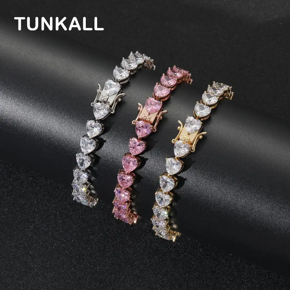 7 mm srdcový tenisový náramok mosadz hrot nastavenie zirkónu šperky bling bling iced out bb111