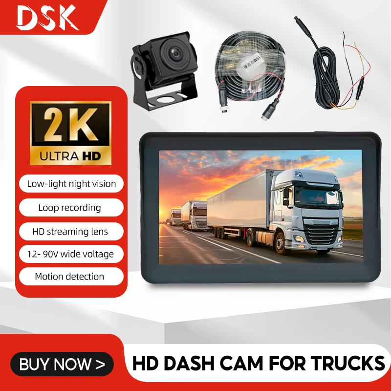 7-palcová 1080p HD Dash Dash Cam pre nákladné vozidlá DVR vozidla DVR DVR Camera Camera Night Vision Front and Zadná dvojkanálová streaming Dashcam