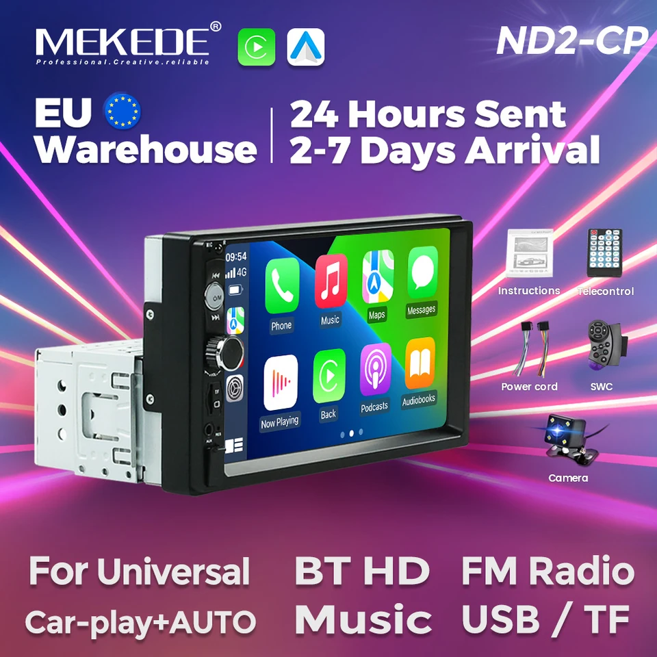 7 -palcové auto rádio 1 din mp3 mp5 káblové CarPlay Android Auto Multimedia Player FM AUX Vstupné zrkadlo Link pre Universal Autoradio
