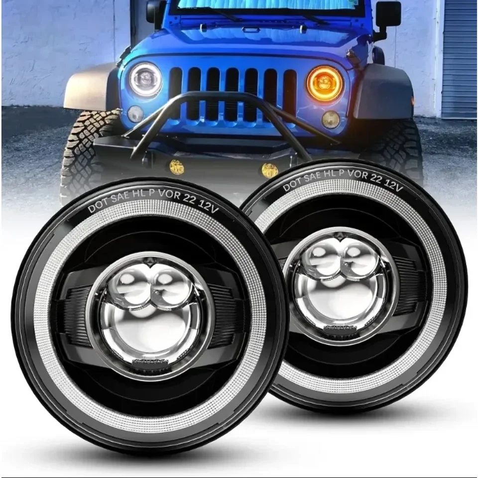 7 -palcové LED svetlomety Halo Amber Turn Sigight s DRL High/Low lúč pre Jeep Wrangler JK JKU TJ LJ pre Ford GMC