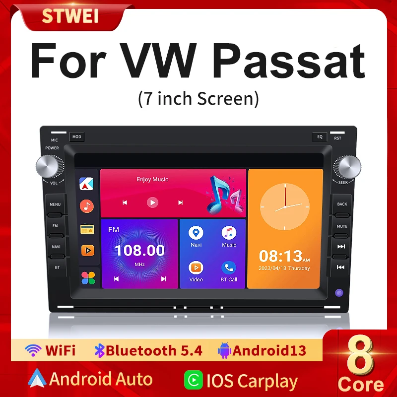 7 -palcové rádio Android Car pre VW Passat B5 MK4 MK5 Sharan Jetta Bora Polo Transport T5 Citi GPS stereofónny multimediálny hráč CarPlay Player