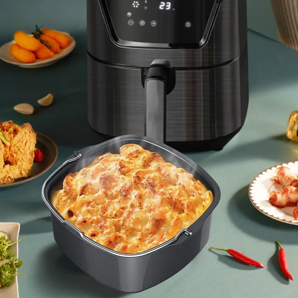 7-palcový/8 palcový pečenie koláča Pizza Cake Nonpouck Bread Toast Box Fold Foll Foll Bake Fort Easy Releast for Air Fryer Accessories