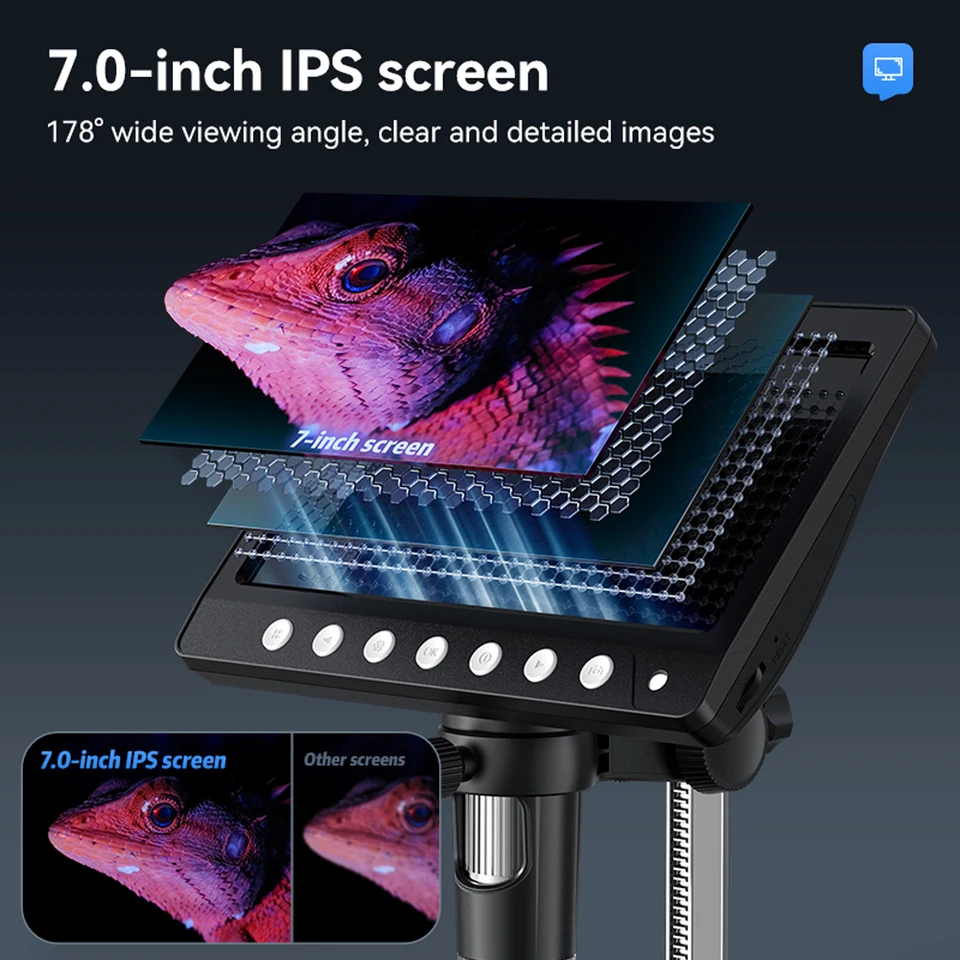 7 -palcový IPS Screen Electronic Microscope 5MP HD HD OPRAVA MOŽNOSŤ MOŽNOSTI 8LOLE UPOSTATOČNÝ SPÔSOBNÝ RUČNÝ DIGITÁL DIGITÁLNEH