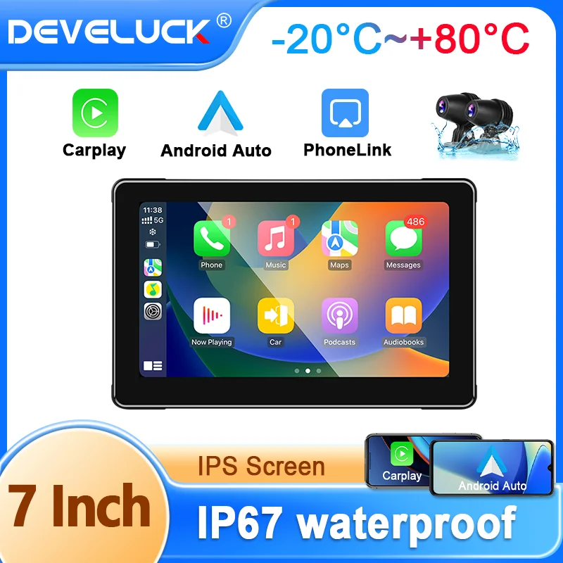 7 -palcový prenosný motocyklový navigačný GPS IPX7 nepremokavý bezdrôtový Apple CarPlay Android Auto Display Auto Display predné zadné duálne nahrávanie
