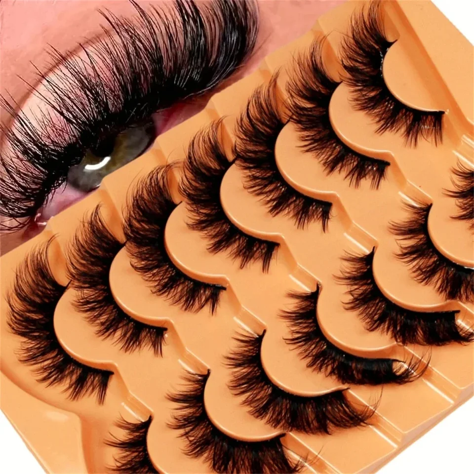7 párov mačací očný riasy, predlžovanie očí, štíhly curling Fluffy False Ryešes