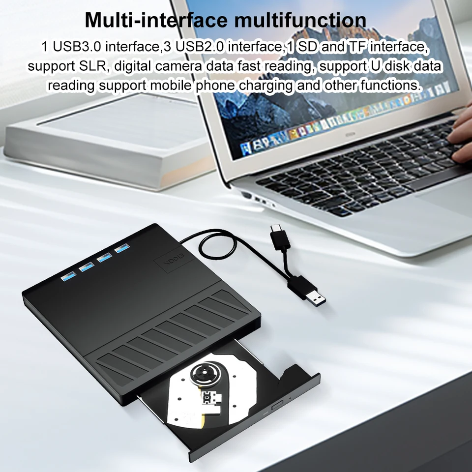 7 v 1 USB 3.0 Typ C Externé CD DVD RW Optická jednotka s portom SD/TF CD/DVD/BD -/+RW Čítačka spisovateľov prehrávačov pre PC pre laptop PC