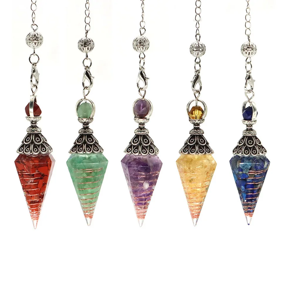 7 Čakra kryštály kyvadlové prírodné kamene Reiki Healing Quartz Gems prívesok pre Dowsing Divination Yoga Meditation Darče