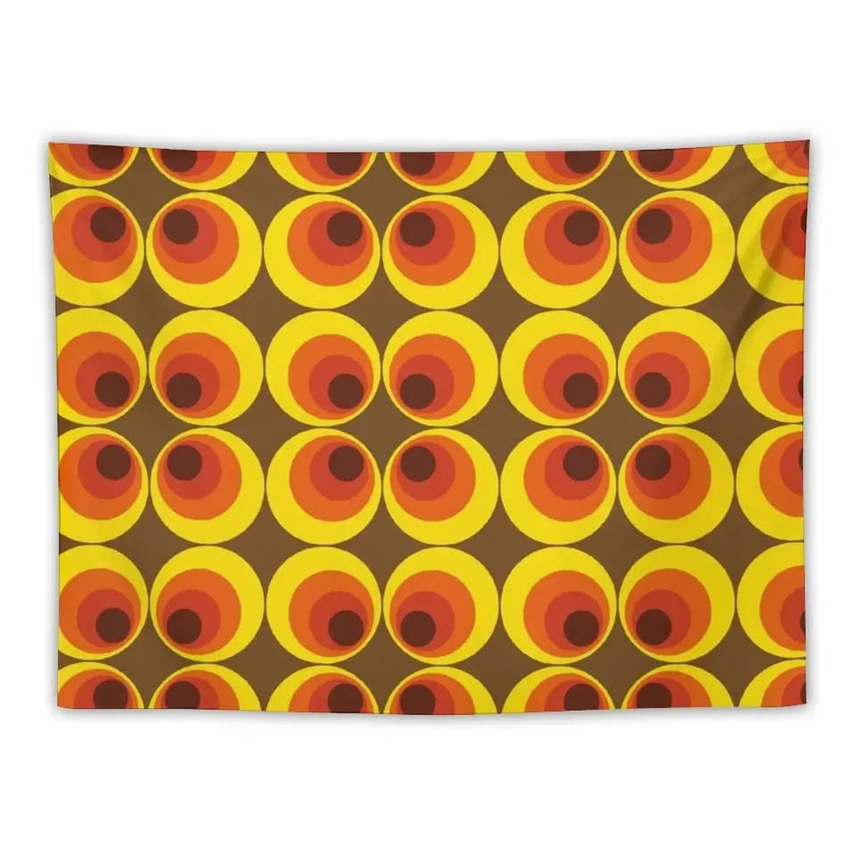 70., 80. roky Funky Vintage Circle Pattern Gobestry Dekoratívna stena