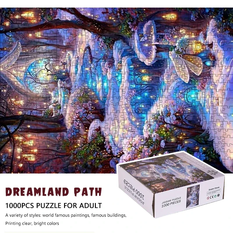 70 cm*50 cm 1000ks Dreamland Path Jigsaw Puzzle Dospelý stres úľavu Krásna krajina maľba Puzzle Domáca stena dekor