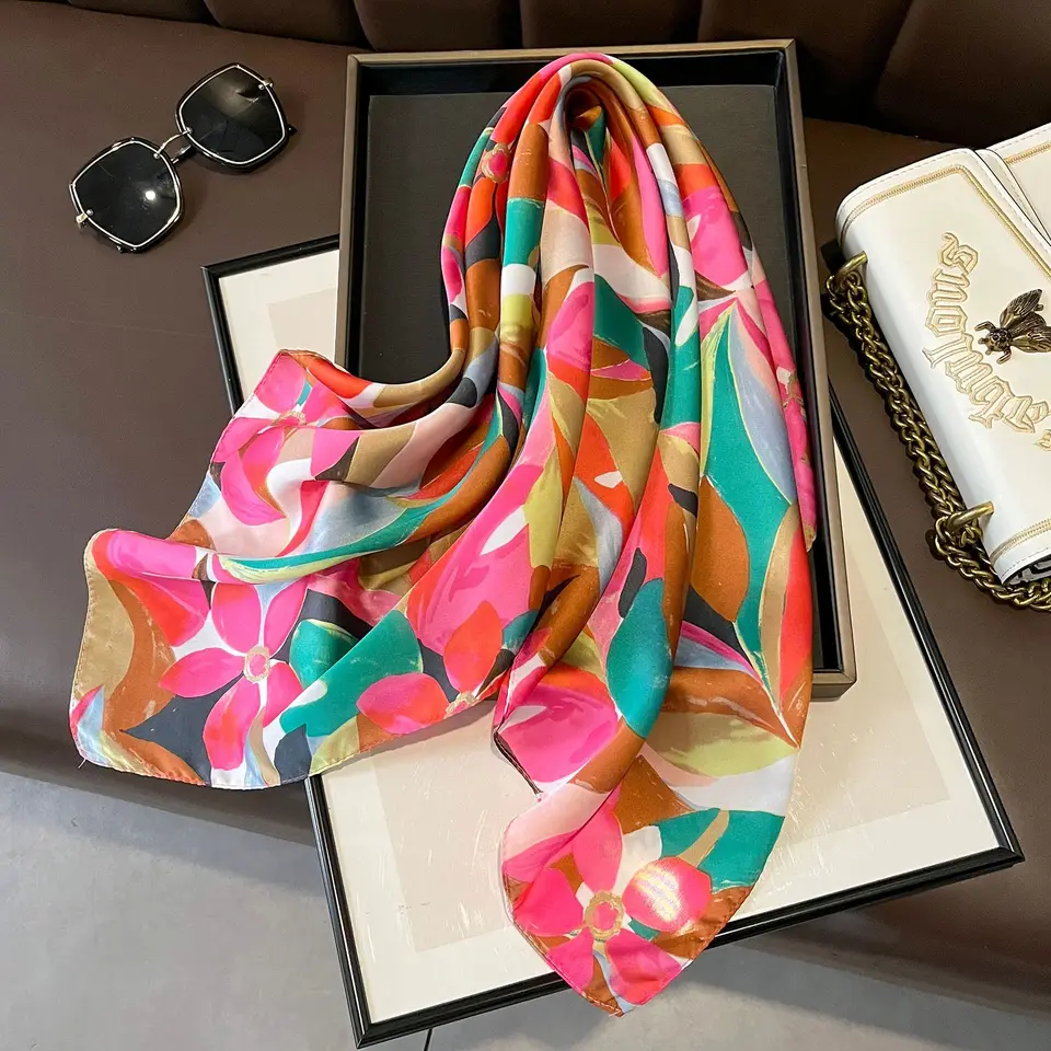 70 cm dizajnérske vlasové pásy Square Šatky módna tlač saténovú hodvábnu šál pre ženy prasknuté zábaly nástraha Lady Ribbon Shawl Fould
