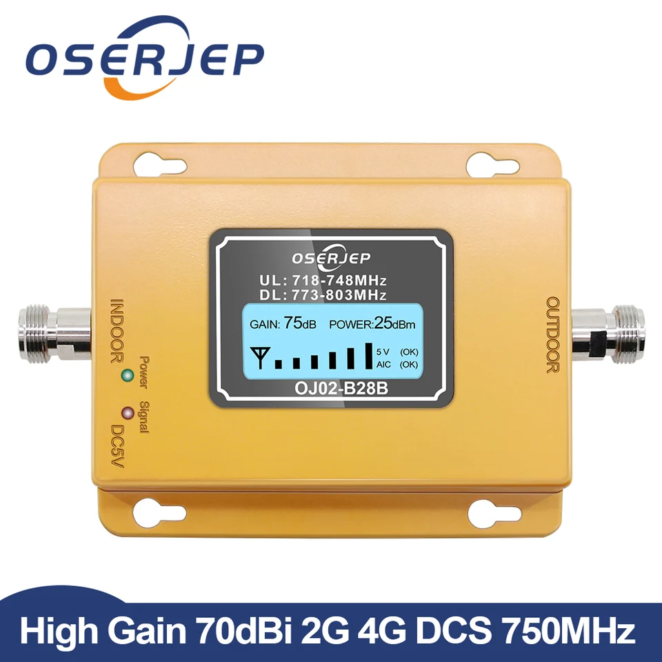 70 dB LCD LTE 700MHz B28B 4G Mobilný posilňovač Signal Signation Atoster nezahŕňa anténu