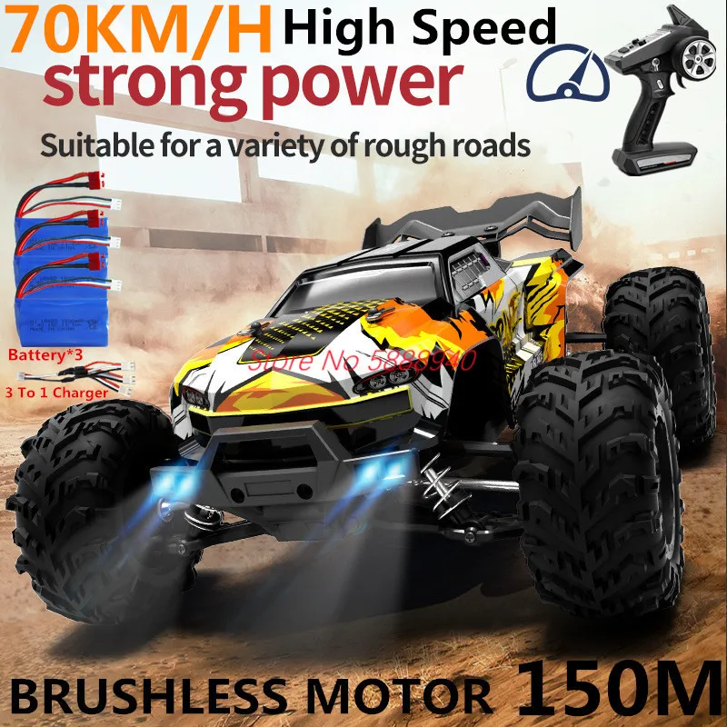 70 km/h vysokorýchlostné kefové motorové preteky RC CAR 1:16 150M Zvýrazňovacia lampa 4WD All Terrain Off Drift Drift Drifte Control Hračky