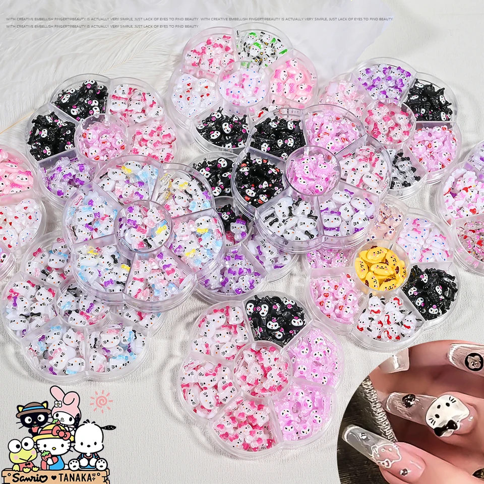 70 ks Sanrio 3d Kuromi Hello Kitty Nail Art Cutoon Kt Cat Kuromi manikúrové nálepky Fun kamienok anime dekorácia