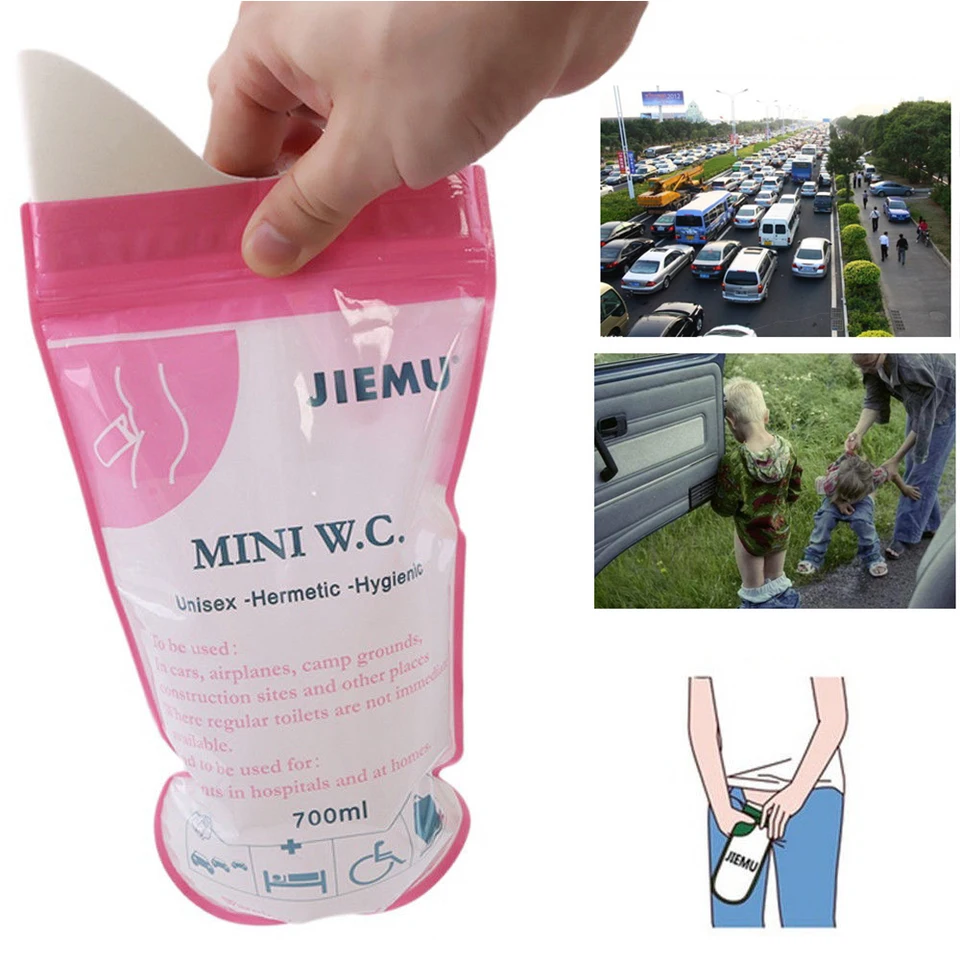700 ml pohotovostné prenosné autá močové vrecká zvracanie vrecká Mini mobilné toalety Handy unisex jednorazové toaletné vrecko na pisoáre