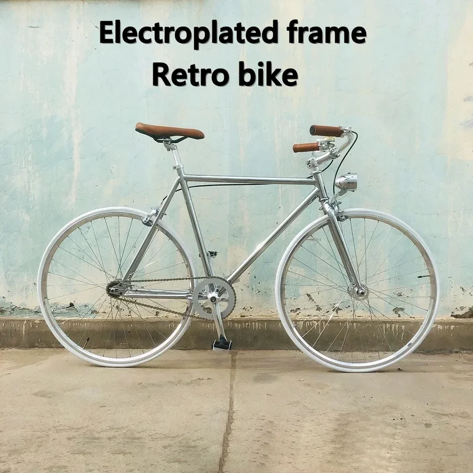 700c retro bicykel strieborný vysoko uhlíkový oceľový ráme