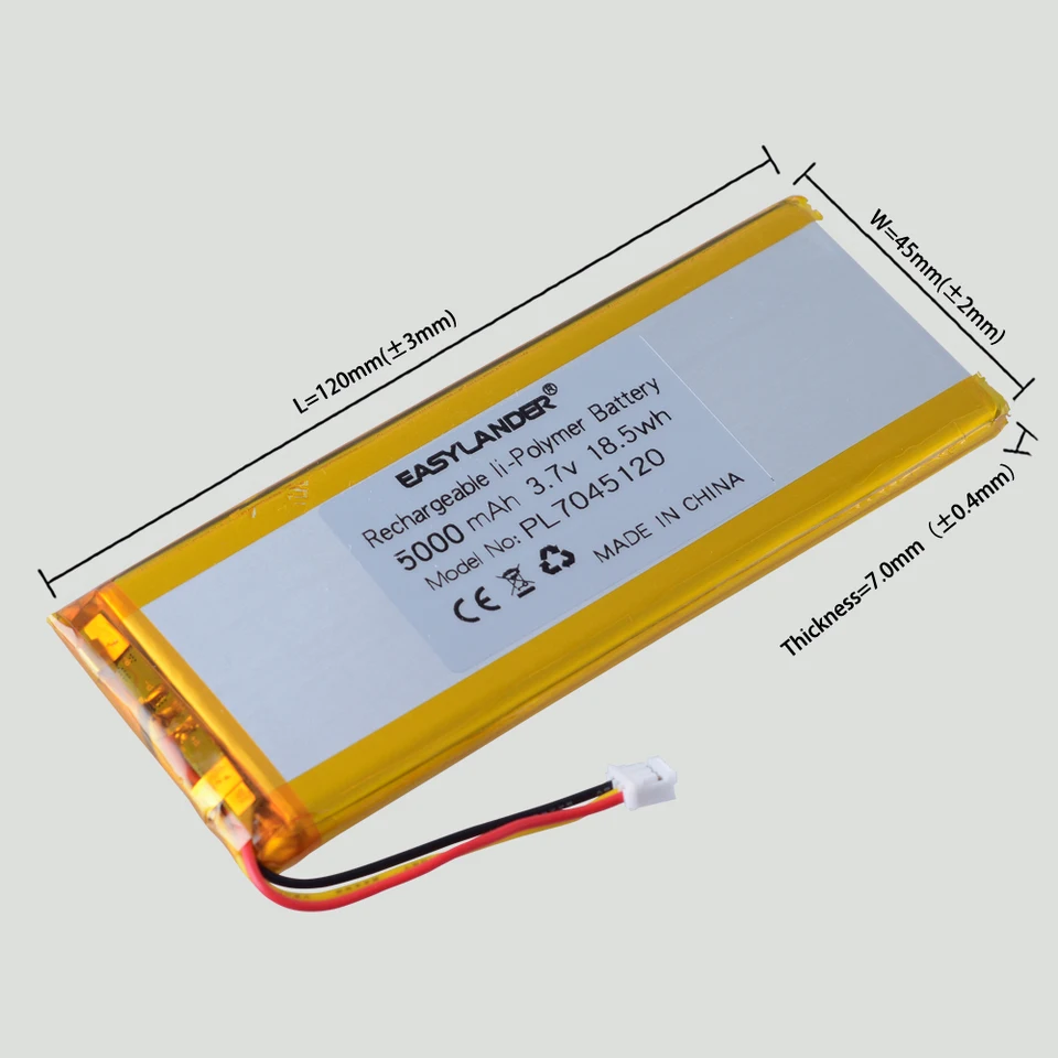 7045120 3,7V 5000 mAh Li-Polymer batéria pre zdravotnícke vybavenie, komunikačné vybavenie, diaľkové ovládanie diaľkového ovládača TBS Tango 2