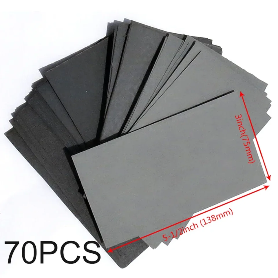 70ks mokrý suchý brúsny papier 600/800/1000/1200/1500/2000/2500 GRIT ABRIVERNÉ PAPETY NA PSICKOVÝ DREVA NÁBYT