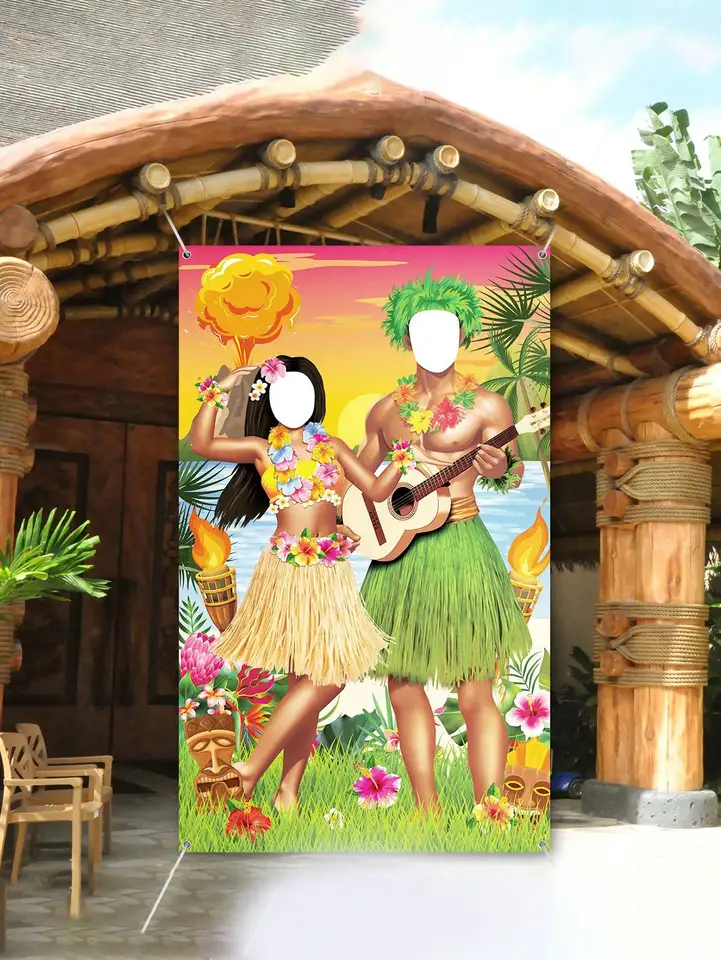 71*35,4 palca páry Photo Dvere Banner Havajská párty dekorácie, fotografie rekvizí