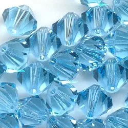 720ks/šarža 4 mm aquamarine Farba Čínska kvalita krištáľových bikónových korálikov
