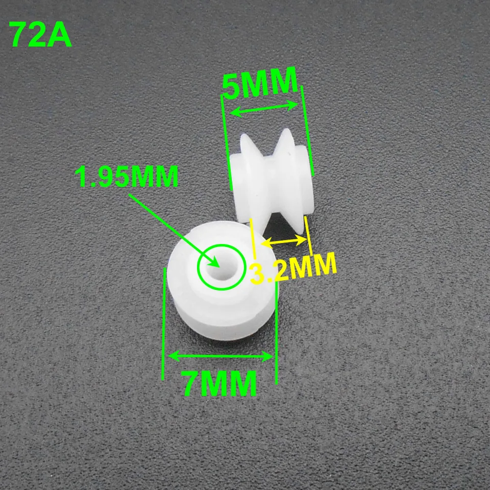 72A Plastová kladka priemer 7 mm pevná pre otvor 2 mm modely motorového kolesa Hračky 10ks/šarža 7mmx5mm 7mm2a