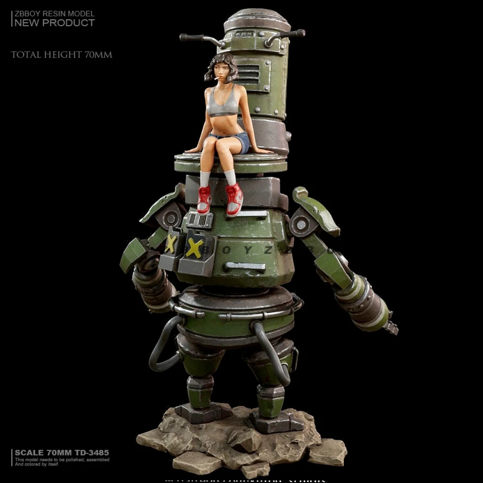73 mm živicová figúrka neobsadená modelová súprava, robot s dievčaťom, nezasiahnutý a nenatretý GK, 752C