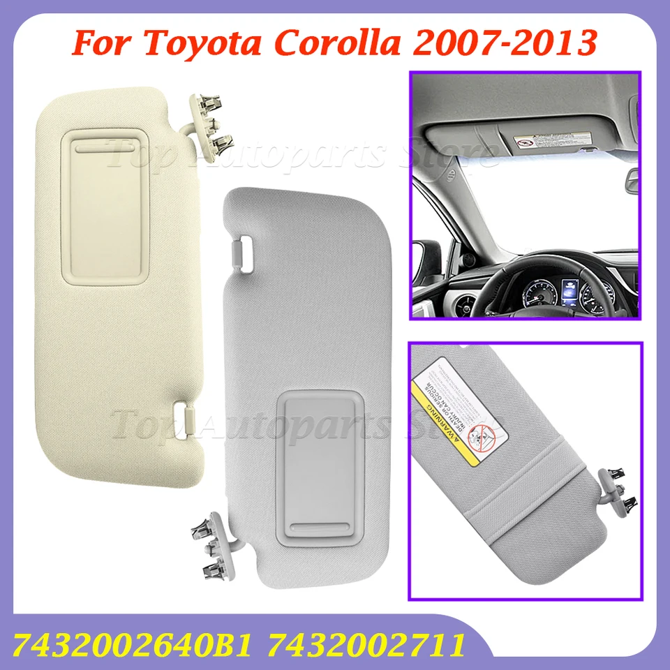 7432002711 7432002640B1 Sun Visor s márnivým zrkadlom šedo alebo béžou pre Toyota Corolla 2007-2013 Doplnky interiéru automobilu odolné