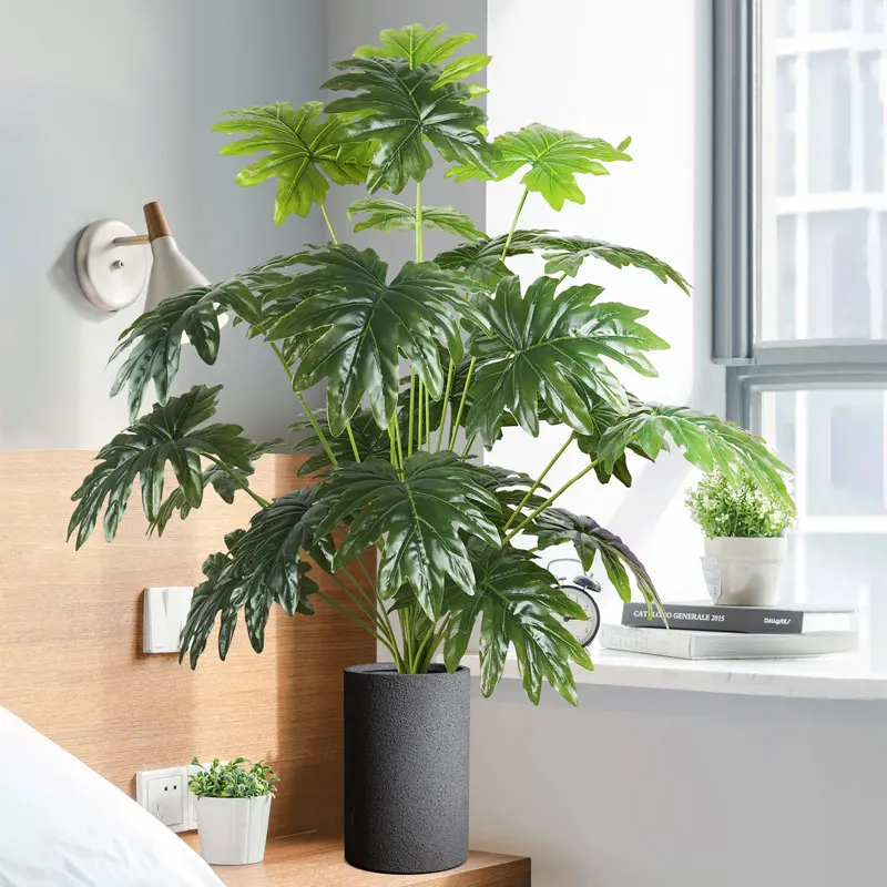 75 cm 24 hláv umelých palmových stromov Veľké falošné rastliny Monstera Plastové philodendron listy zelenej korytnačky pre domáci vonkajší výzdoba