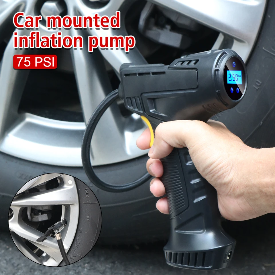75 psi vzduchový kompresor nafukovacie čerpadlo nafukovacie pneumatiky Automatické zastavenie digitálneho displeju pre bicykle s motorom s bicyklom 120 W s LED svetlom