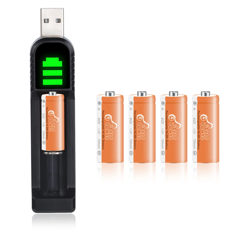 750 mAh Nabíjateľná batéria n Veľkosť Ni-MH LR1 s nabíjacími súpravami pre mp3 Walkman, prehrávače, reproduktor, Bluetooth