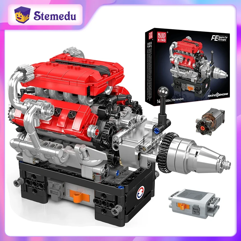 750ks formy King V8 Motor 10204 FE Sports CAR MOC MOC Model Model batériu M motor elektricky pohon
