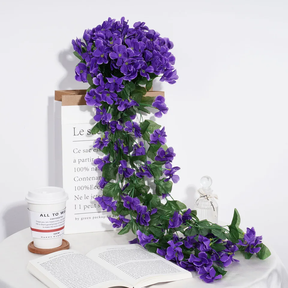 78 cm Violet Artificial Flower Party Decoration Decotion Wall Hanging Basket Flow Orchid Fake Flower Simulation Valentine Day Svadba