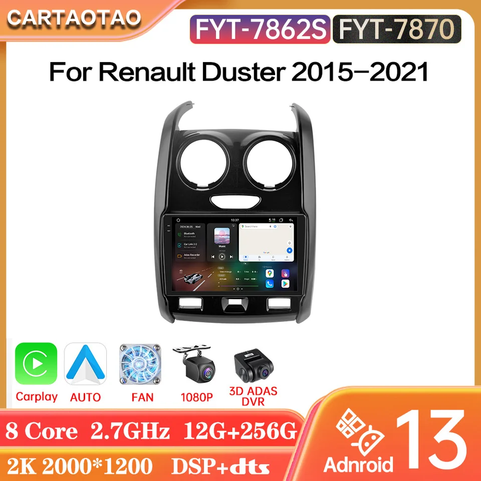 7870 7862S Android 13 pre Renault Duster 2015-2021 Carplay CarPlay DSP GPS multimediálny video prehrávač 12g+256G 2DIN STEREO 2K