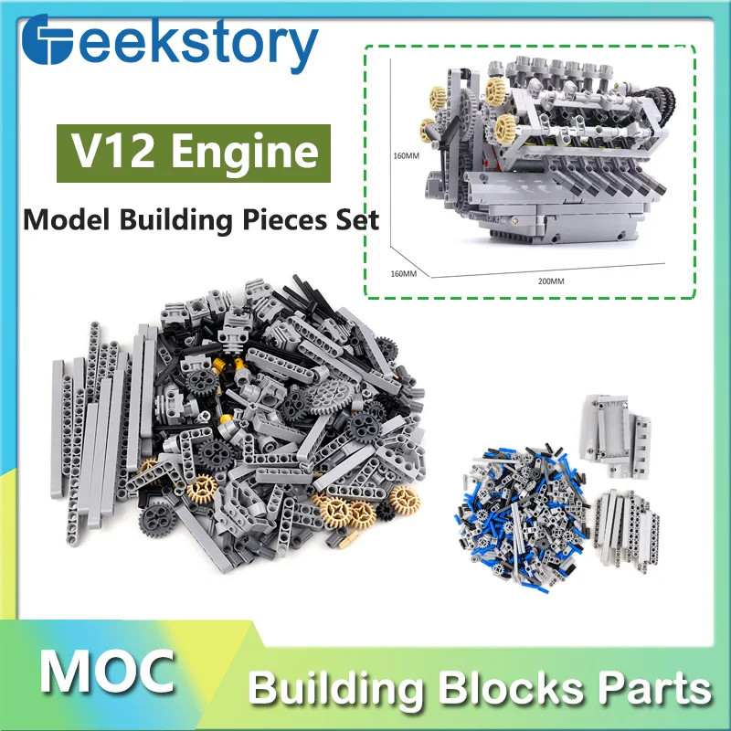 788ks V12 Model Model Building Sets Set MOC-40128 Montážne tehly Model hračky dostupné s funkčnými funkciami motora L Motor