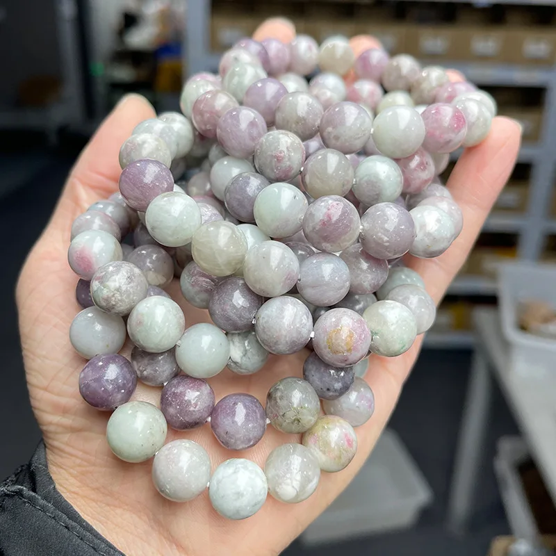7A Prírodný 12 mm lepidolit Lilac Stone Bet Quartz Round Lopy Rucks Náramok Energia Dámske kamenné šperky drahokam dar