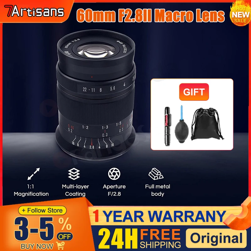 7artizáni 60 mm f2,8 ii MF APS-C makro objektív pre Sony E Nikon Z. Z50 Fuji XF pre Canon EF-M Canon RF M4/3 pre Leica L Mount