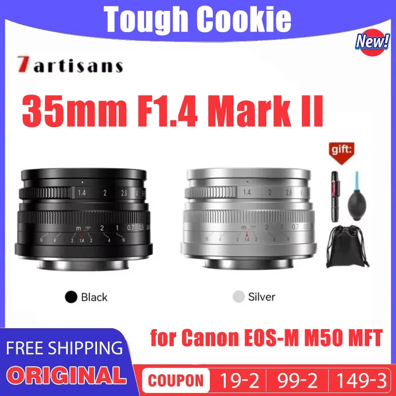 7artizáni 7 remeselníkov 35 mm f1.4 Mark II APS-C Prime Lens Veľký otvor pre Sony E Fuji xf pre Canon EOS-M M50 Mft Nikon Z Mount Mount